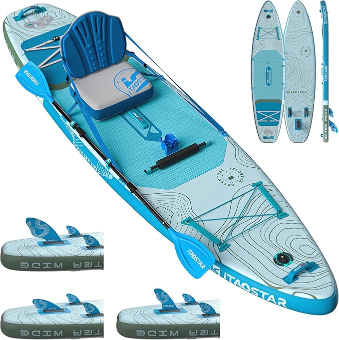 Adventure 12’×35"/39" Extra Wide Paddle Board, One-Stop Premium SUP Board Accessories, Tailored 5 Fins, Stable Inflatable Stand Up Paddle Boards for Youth/Adults of All Skill Levels