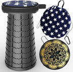 ALEVMOOM Upgraded Telescoping Collapsible Stool with Cushion, Folding Stool with Printing Portable Retractable Foldable Seat Max Load 550lbs for Adults Camping Fishing Outdoor