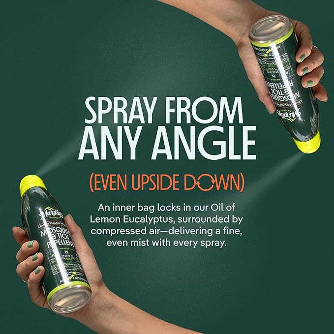 Murphy's Naturals Mosquito & Tick Bug Repellent Spray, Oil of Lemon Eucalyptus for Skin + Outdoor Gear, DEET-Free, 6 Ounce Mist, 2-Pack