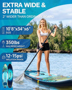 Inflatable Stand Up Paddle Board 10'8“*34"/11'*33" Extra Wide Paddle Boards for Adults, SUP with Premium Accessories & Nylon Backpack, Adjustable Paddle, Hand Pump, Bottom Fin, Leash