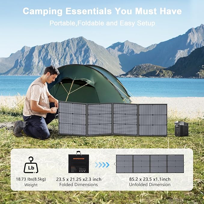 220W Portable Solar Panel, Lightweight Foldable 20V Solar Panels Complete with an Adjustable Kickstand, IP67 Waterproof Charger for Outdoor Camping, Portable Power Station, Motorhome, RV