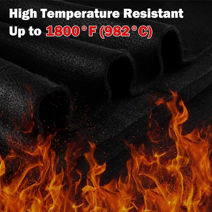 kanhiro Carbon Felt Welding Blanket Fireproof - 20" X 20" Heat Resistant Fabric 1800°F High Temp Insulation Blanket, Heat Shield Mat for Grill Stove Pit, Welding Pad for Plumbing Brazing