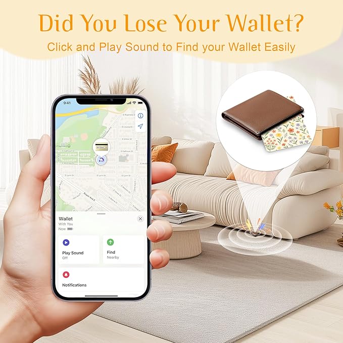 Wallet Tracker Card (iOS Only), Rechargeable Bluetooth Smart Tracking for Apple Find My Compatible Anti Tracker for Men Women Slim Item Locator for Purse Passport Key Luggage Tag (1Pcs/White FLR)