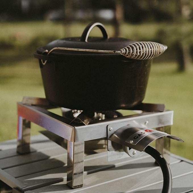 GasOne Stainless Steel Single Propane Burner - Outdoor Cooking with Heat Shield and Guard – Propane Burner Head for Camping, Tailgating, Seafood Boil, Home Brewing - Patent Pending