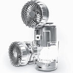 Camping Lanterns with Fan,Solar Camping Fan Charging for Phone, Rechargeable LED Lanterns Camping Fans for Tents Power Outage Hurricanes Camping Gear(Silver)