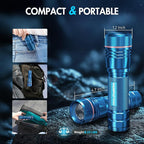 WdtPro Rechargeable Flashlights High Lumens, 2 Pack Super Bright LED Small Tactical EDC Flashlight with 10H Runtime, Portable Flash light for Camping, Home, Emergency Essentials Blue(Battery Included)