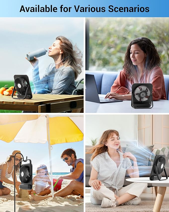 Small Desk Fan Personal Fans: 5000mah 25 Hours Battery Office Quiet Mini Desktop Fan Portable Rechargeable Travel Essentials (Black, 5000)