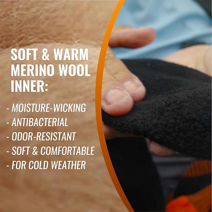 Waterproof Merino Wool Touchscreen Gloves,3-Layer Inusulated Thermal Winter Gloves,Windproof for Hiking,Skiing,Work