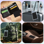 Wallet Tracker Card, Slim Rechargeable Bluetooth Item Locator, Smart Finder Compatible with Apple Find My for Wallet, Luggage, Passport, IP68 Waterproof (iOS Only) (Leather Texture Black)