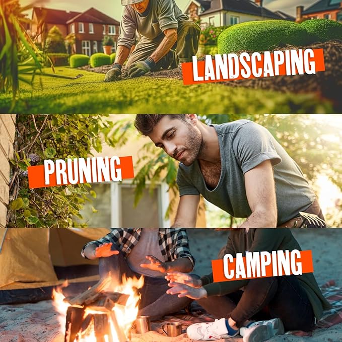 9-Inch Folding Camping Saw - Heavy Duty Pruning Saw with Triple-Cut SK5 Blade, 7 TPI Razor Teeth for Tree Trimming, Wood Cutting, Camping, Bushcraft, and Gardening Work