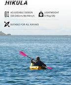 Adjustable Kayak Paddle with Carbon Shaft and PP Blade Available in 220-230/220-240/230-250cm Floating Lightweight Kayak Oars with Original Pattern