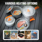 REDCAMP 6/10/11/12/14/15/19 PCS Camping Cookware Mess Kit Camping Gear Campfire Utensils Lightweight Stackable Pot Pan Bowls Soup Spoon with Storage Bag for Camping, Backpacking, Outdoor Cooking