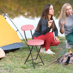 Cushioned Padded Folding Stools, Folding Bar Stool with Backrest, 220lb Capacity, 19 Inch Collapsible Round Portable Foldable Chair for Outdoor Indoor Kitchen Camping Fishing(Pink, 2 Pack)