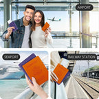VIDIVICI 2 Pack RFID Passport Holder, Travel Gifts, Travel Accessories - Orange&Purple