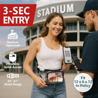 Veckle Clear Fanny Pack Stadium Approved - Adjustable 33-47 Inch Strap, Transparent Belt Bag for Women Men Fits 7.5-inch Smartphone, Waist Bag Clear Bag for Stadium Events, Sport, Concerts, Black