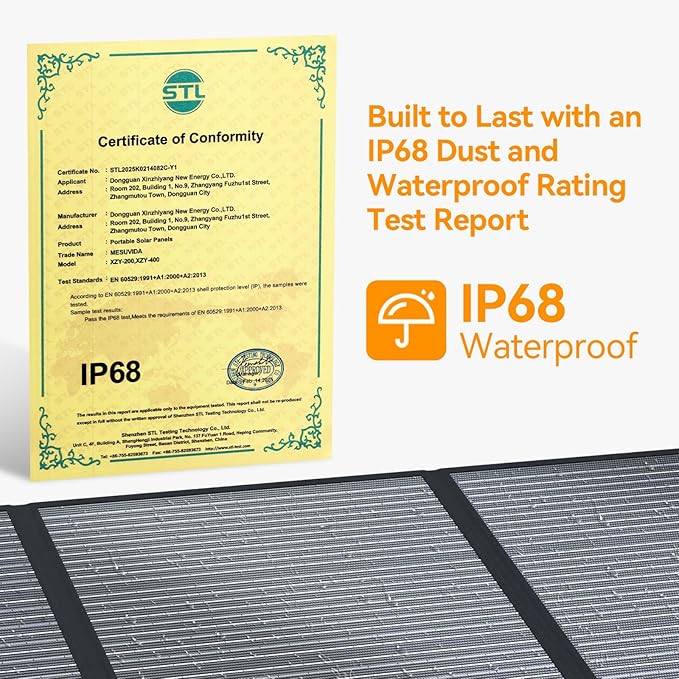 200 Watt Portable Folding Solar Panels IP68 Waterproof ETFE Coating 24V MC4 Output for Power Stations Solar Generator Camping Off-Grid RV Emergency Backup