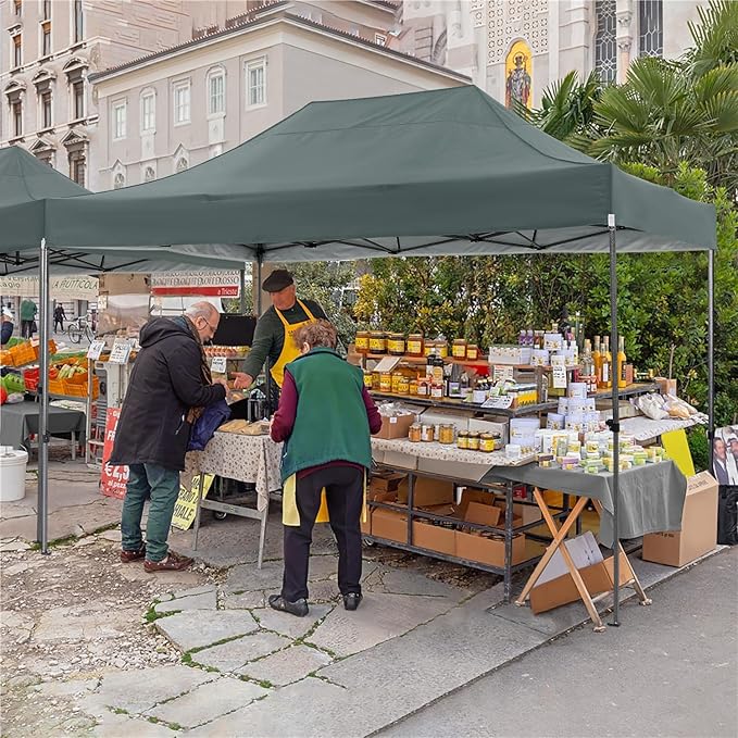 COBIZI 10x15 Pop up Canopy Tent 10x15 Canopy with 4 Sidewalls Waterproof Heavy Duty Commercial Canopy for Parties Outdoor Garden Gazebo Tent, Carry Bag(10x15ft, Gray)