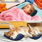 Pro Goleem Small Pillow 11’’x6’’x2.5’’ for Travel and Camping with Name Tag Mini Tiny Pillow for Room Couch Sofa Chair and Outdoor Car Air Nap Neck Lumbar Knee Rest Pillows, Navy Blue