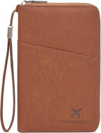 Family Passport Holder Wallet RFID Blocking Zippered Passport Wallet,Women and Men Travel Wallet Ladies Passport Cover