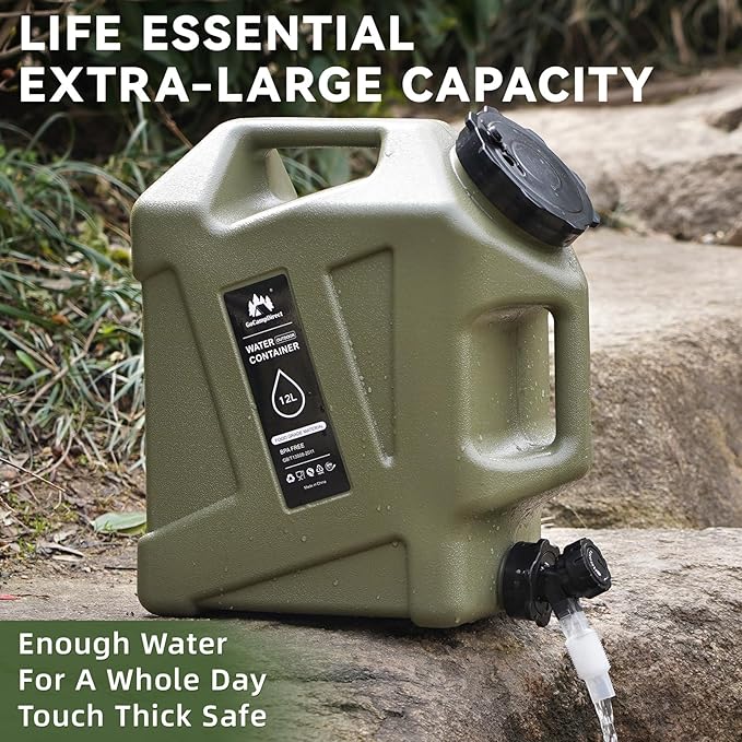 Camping Water Jug - 3.2 Gallan Water Container with Spigot | Portable Water Tank for Outdoor Hiking Picnic Supplies-Green