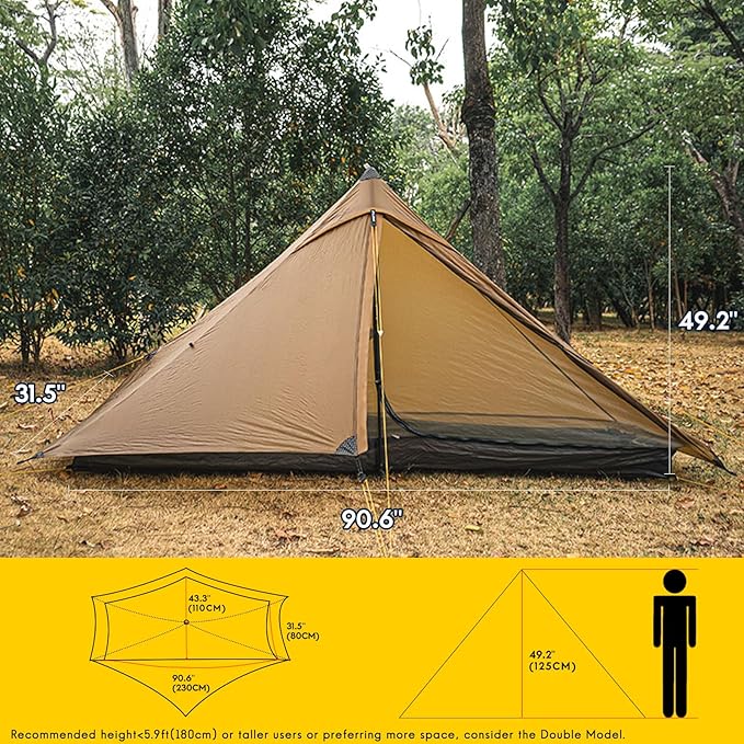 LANSHAN Ultralight Tent 3-Season Backpacking Tent for 1-Person or 2-Person Camping, Trekking, Kayaking, Climbing, Hiking