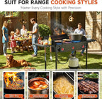 3 Burner Propane Burner, 225,000 BTU High Pressure Propane Stove with Windscreen ＆ Side Shelves, Outdoor Propane Gas Stove with 0-20 PSI Regulator for Camping, Backyard, Outdoor Cooking