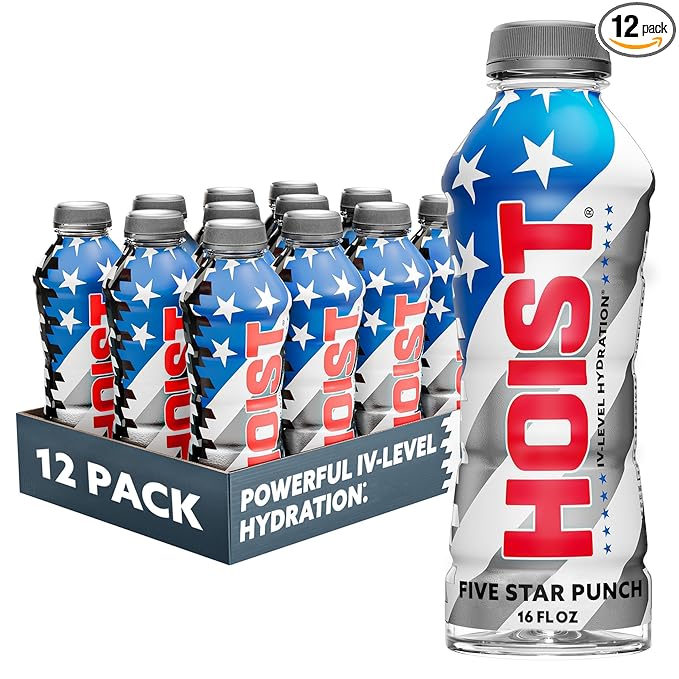 Hoist Premium Hydration Isotonic Electrolyte Drink, Powerful IV-Level Hydration, Five Star Punch, 16 Fl Oz (Pack of 12)