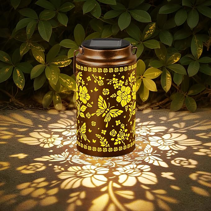 Butterfly Solar Lanterns Outdoor Waterproof, Metal Hanging Lights Decorations for Garden Yard Lawn Patio, Unique Butterfly Gifts for Women Mom Grandma Gardener Mother in Law Christmas