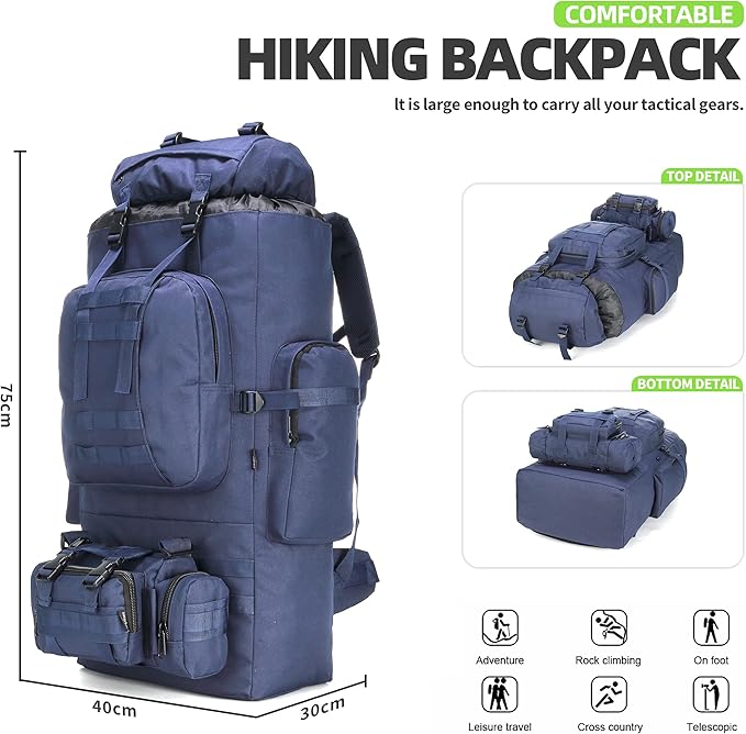 King'sGuard 100L Camping Hiking Backpack Molle Rucksack Military Camping Backpacking Daypack