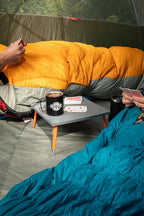 Crazy Creek Pack Table, Compact 12" x 12" Outdoor Folding Table, Gray and Orange