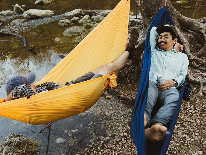 KAMMOK: Single Hammock | Made from Strong & 100% Recycled Water Resistant Ripstop Fabric | Comfortable, Packable, Lightweight (Lifetime Adventure Grade Warranty), Sunflower Gold