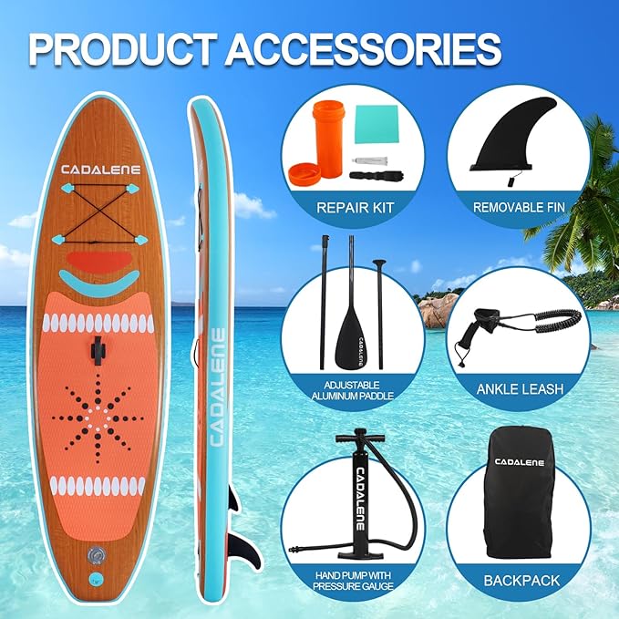 Inflatable Stand Up Paddle Board with SUP Accessories, Anti-Slip EVA Deck, Family-Friendly SUP Boards for Adults & Youth of All Skill Levels, Versatile Yoga Paddle Board