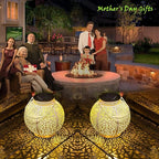 TAKE ME Solar Lanterns Lights Outdoor Waterproof Garden Laterns Metal Retro Lights for Mothers Day Gifts Mom Wife Grandma Birthday Gifts (White Set of 2)