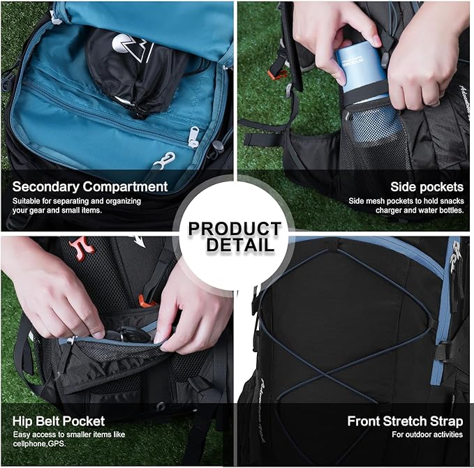 MOUNTAINTOP Hiking Backpack,Lightweight Travel Backpack for Men Women Outdoor Backpacking, Camping