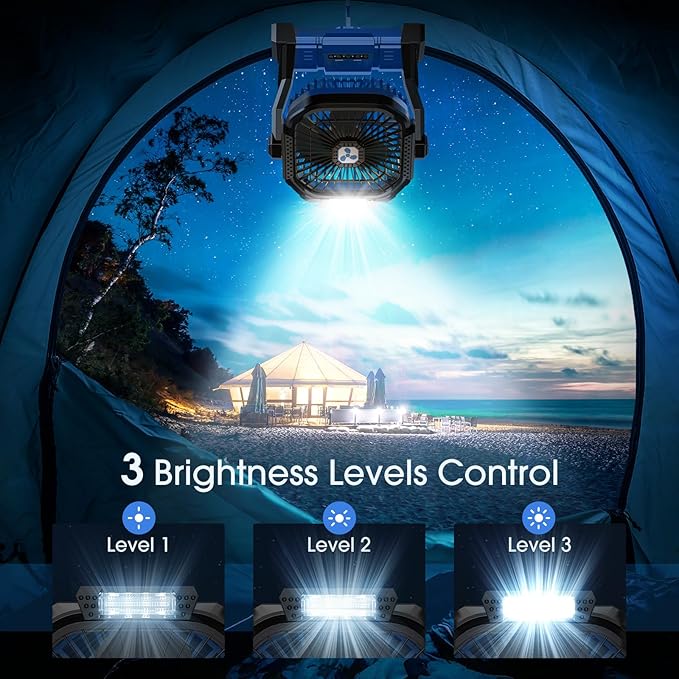 Portable Fan Rechargeable, Cordless Battery Powered Fan with LED Lantern 20000mAh, USB C Battery Operated for Travel Bedroom Home Camping Tent Office Beach Desk Picnic Barbecue Fishing Table