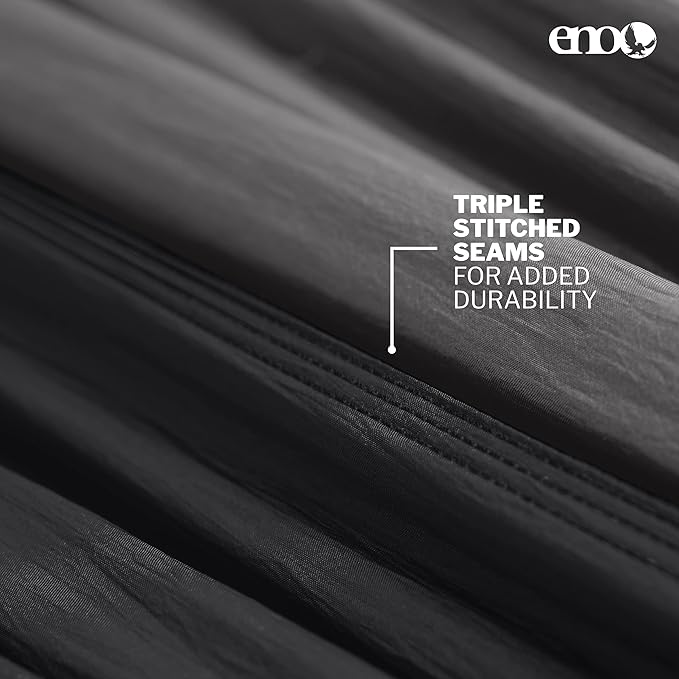 ENO DoubleNest Hammock - Lightweight, Portable, 1 to 2 Person Hammock - for Camping, Hiking, Backpacking, Travel, a Festival, or The Beach - Charcoal/Black