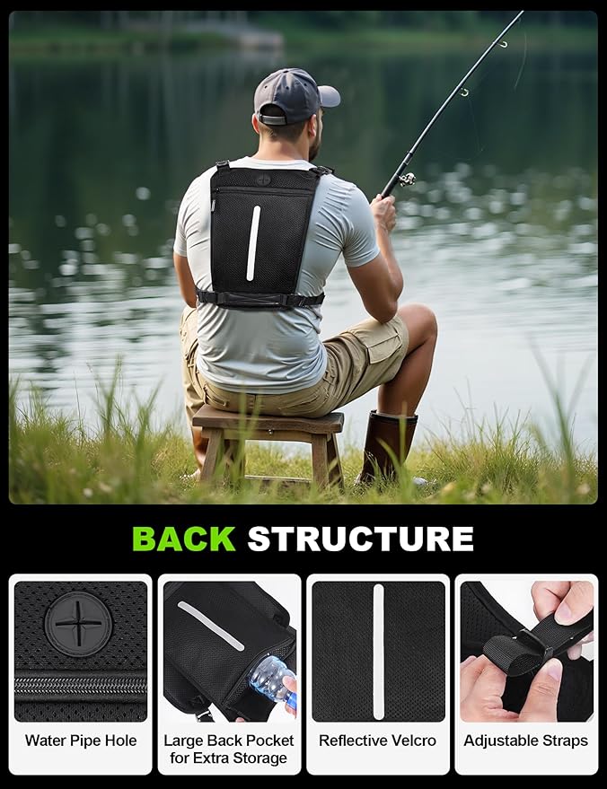 Chest Bag for Men with Expandable Accordion Structure, Running Vest for Outdoors, Chest Pack for Cycling, Hiking