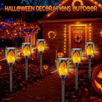 Upgraded Solar Lights Outdoor, 6 Pack Flickering Flame Solar Torch Lights with Super Larger Size for Halloween Decor, Solar Halloween Lights Waterproof Solar Powered Outdoor Lights for Garden Pathway