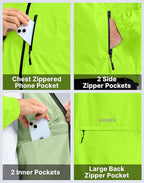 Men's Cycling Rain Jackets Waterproof Running Bike Windbreaker Lightweight Packable Hooded Jacket