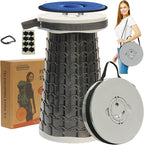 ALEVMOOM 2025 Upgraded XXL 19.7" Collapsible Stool with Cushion, 1000lbs Max Weight Heavy Duty Portable Telescoping Stool, Retractable Seat Folding Chair for Camping Fishing Hiking(Grey-XXL)