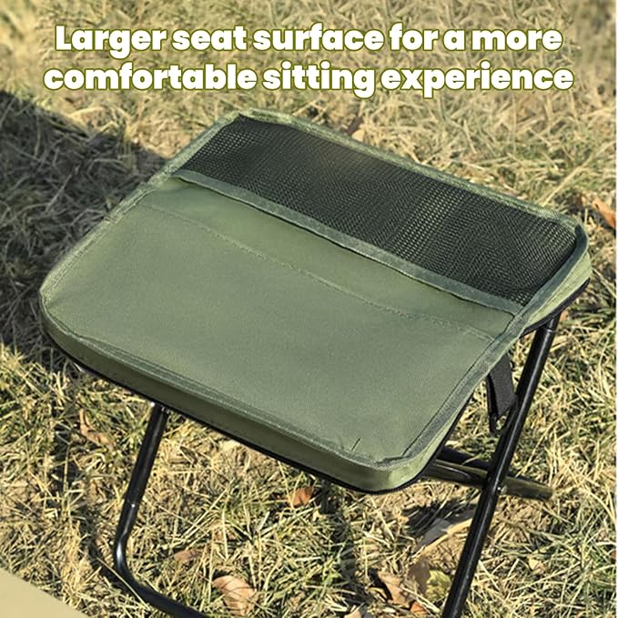 Foldable Portable Backpack Stool|Collapsible Stool for Camping,Hiking |Lightweight Ultralight Pocket Chair|Capacity 330LBS|Outdoor Footstool for Travel Walking Fishing Picnic BBQ (Black, Large)