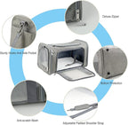 Soft Sided Carrier for Small Medium Cats Dogs,Removable Pad Collapsible Travel Pet Carrier Large Grey