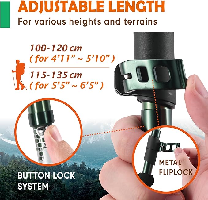 Trekology Trek-Z Collapsible Hiking & Trekking Poles - Balance Support for Seniors, Women, and Men, 2pc Per Set