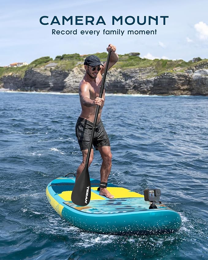 11'6x35'' Extra Wide Inflatable Paddle Board,All-Round Ultra Stable Stand Up Paddleboards with Plus Kits for 450lb/3 People/Family,Dual Bungees, Camera Mount, 100L Backpack, Dual-Action Pump