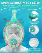Full Face Snorkel Mask- Snorkeling Gear for Adults with Safe Dry Top Breathing System, Latest Foldable Panoramic View Snorkeling Mask for Men and Women, Anti Fog Anti Leak