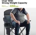 GREEN PARTY Folding Camping Chair Oversized Heavy Duty Lawn Chair with Cooler Bag, Cup Holder, Storage Pocket, Collapsible Padded Outdoor Arm Chair, Quad Lumbar