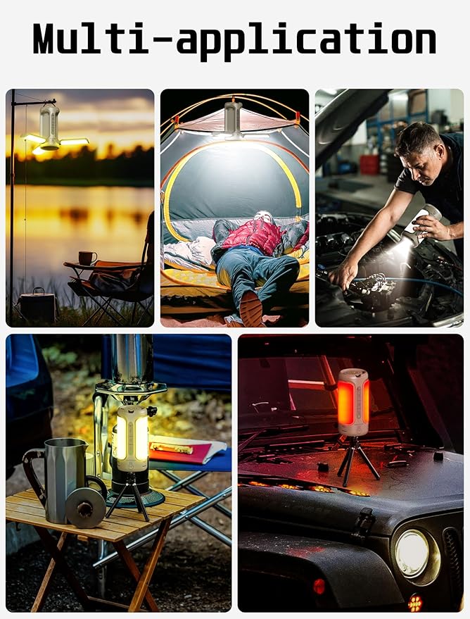 Folding Camping Lantern Rechargeable, 10000mAh Foldable LED Light for Tent Outdoor, IP54 Waterproof, 1500LM Camping Lights, Portable LED Flashlight, 5 Mode