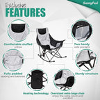 SUNNYFEEL Oversized Heated Camping Chair 2 Pack, Folding Rocking Camping Chairs with Luxury Padded Recliner,Carry Bag, 300 LBS Heavy Duty for Lawn/Outdoor/Picnic/Patio, Portable Rocker Camp Chair