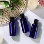Eccliy 100 Pack 2 oz Travel Bottles Plastic Bottles with Lids Refillable Travel Size Cover Cap Plastic Liquid container for Toiletries Lotions Shampoo Creams Dispensing with 5 Funnels(Blue)
