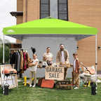 EAGLE PEAK Pop Up Canopy Tent with 1 Sidewall, Easy Setup Event Tent, Outdoor Sun Shade, Wheeled Carry Bag, Stakes and Guy Ropes, Instant Canopy 10x10, Neon Green